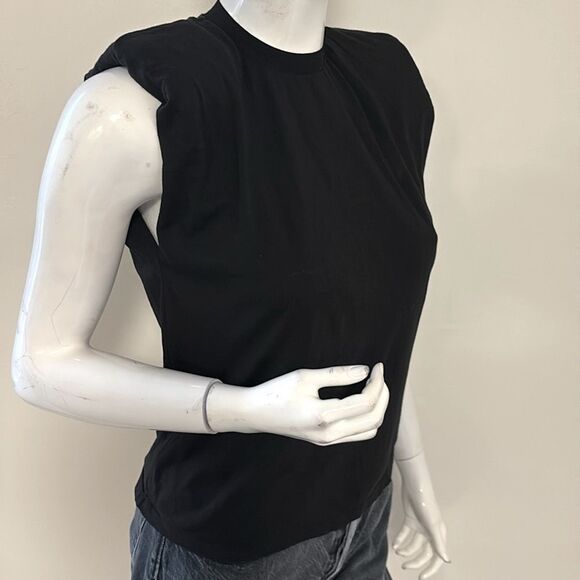 Alice + Olivia Braxton Padded Shoulder Muscle Tee Sleeveless Tank Top - Picture 6 of 8